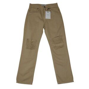 Hidden Los Angeles Beige Distressed Straight-Leg Jeans Size 26 100% Cotton.